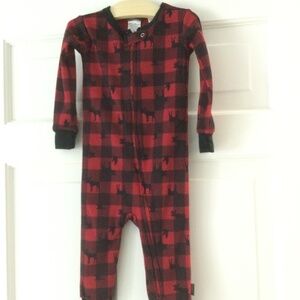 Eddie Bauer Moose Red Black Checkered Bodysuit (12 months)